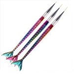 Πινέλα Νυχιών Nail Art Mermaid Rainbow Σετ 3 τεμαχίων