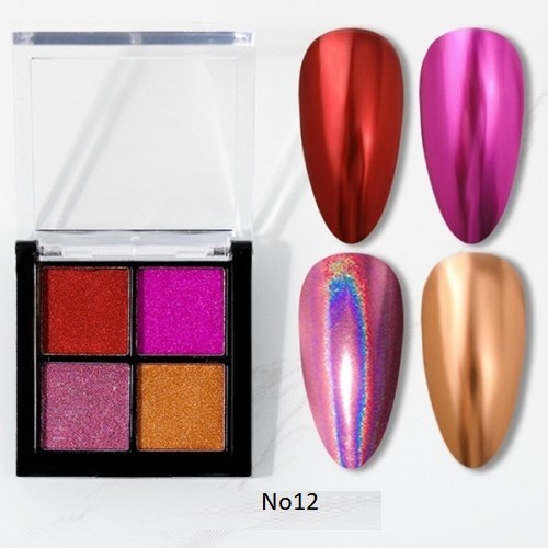 Σκόνη νυχιών mirror σε υφή pigment 4 αποχρώσεων Νο12
