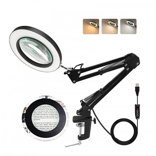 Φωτιστικό με 72 Led-Μεγενθυτικός Φακός και Σφικτήρα Γραφείου με Ρυθμιζόμενο Ύψος 