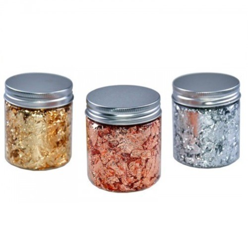 Αλουμινόφυλλα Foil για Νύχια Χρυσό Ασημί Χάλκινο Σετ 3 βαζάκια