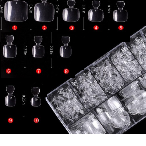 Tips Νυχιών Ποδιού 500 τεμάχια Clear