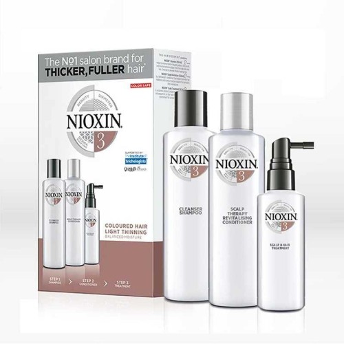 Nioxin System 3 Trial Kit Σετ Περιποίησης Μαλλιών κατά της Τριχόπτωσης με Σαμπουάν for Colored Hair 3τμχ