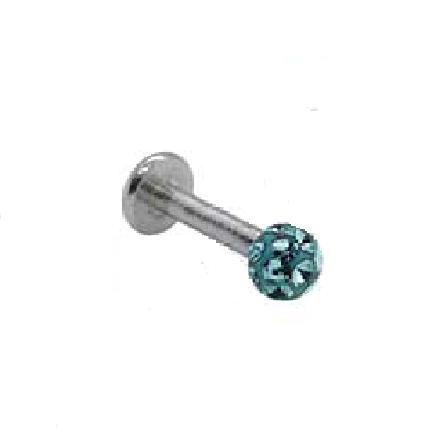 Σκουλαρίκι Χειλιών από Χειρουργικό Ατσάλι Zircon Υγρό Γυαλί Γαλάζιο 1τεμ