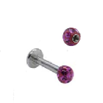 Σκουλαρίκι Χειλιών από Χειρουργικό Ατσάλι Zircon Υγρό Γυαλί Φούξια 1τεμ