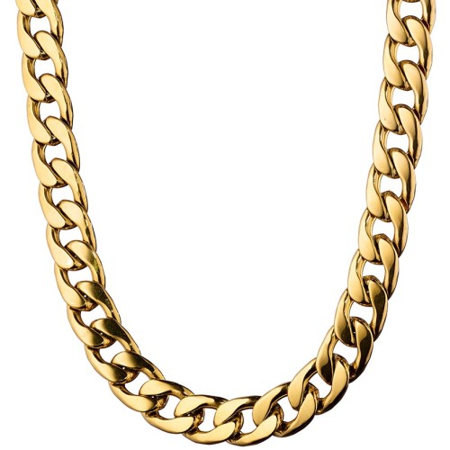 Αλυσίδα Λαιμού Ανδρική Ατσάλινη Χρώμα Χρυσό Cuban Link μήκος 50cm πλάτος 1.2cm