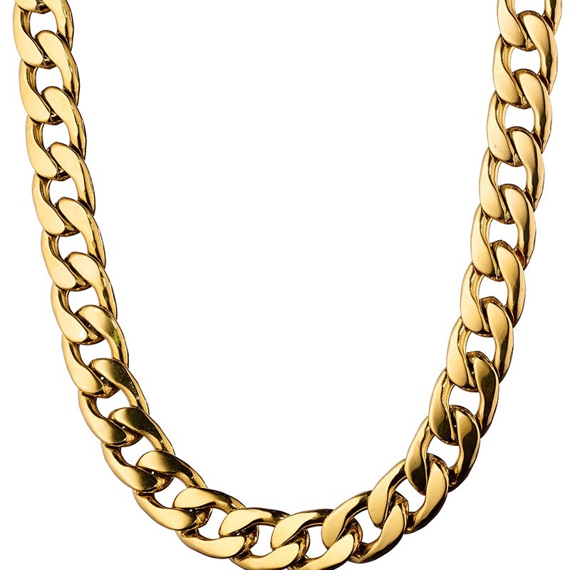 Αλυσίδα Λαιμού Ανδρική Ατσάλινη Χρώμα Χρυσό Cuban Link μήκος 50cm πλάτος 1.2cm