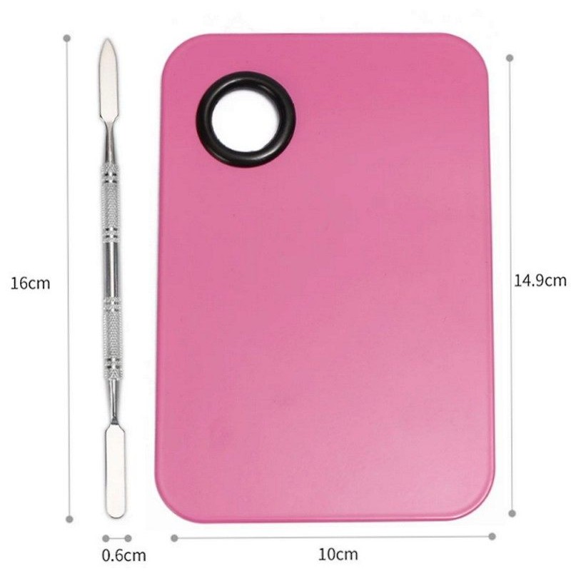 Παλέτα Ανάμειξης Χρωμάτων Ροζ με Ανοξείδωτη Σπάτουλα 2 Όψεων