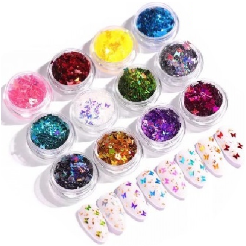 Διακοσμητικά Νυχιών 12 Βαζάκια Νο8 Πεταλούδες