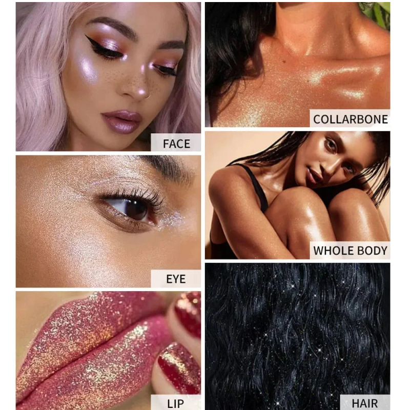 Face & Body Glitter Highlighter Powder Λευκό