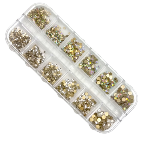 Strass Νυχιών Τύπου Swarovski 3D Σε Κασετίνα Ιριδίζον