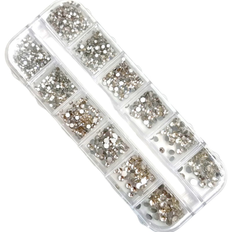 Strass Νυχιών Τύπου Swarovski 3D Σε Κασετίνα Silver