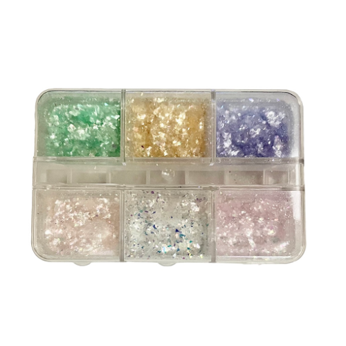 Foil Κομφετί Σκόνες Νυχιών Σετ 6 βαζάκια