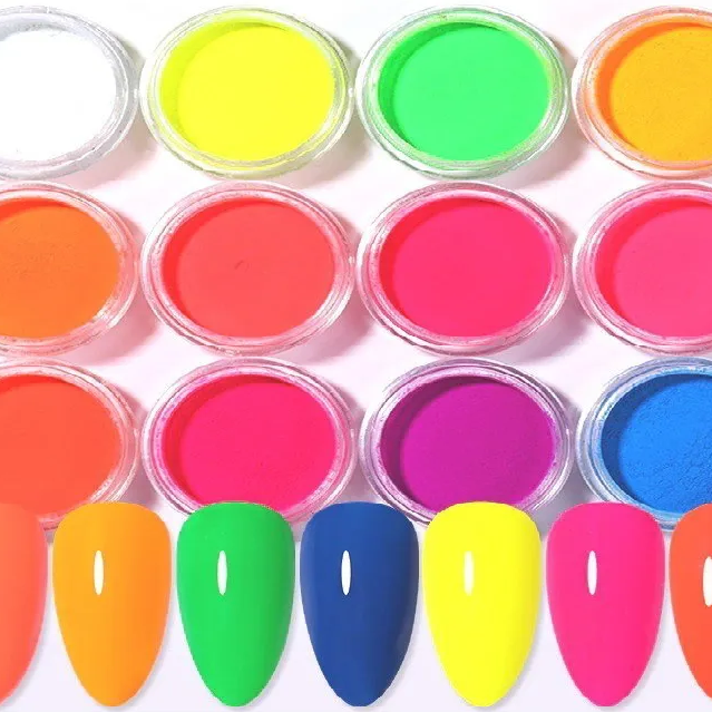 Neon UV Pigment Σκόνη Νυχιών Σετ 12 τεμάχια