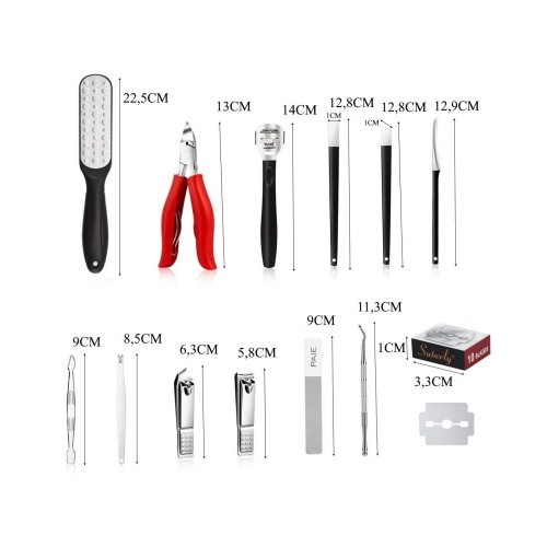 Εργαλεία Pedicure Σετ 13 Ατσάλινα Σε Κασετίνα