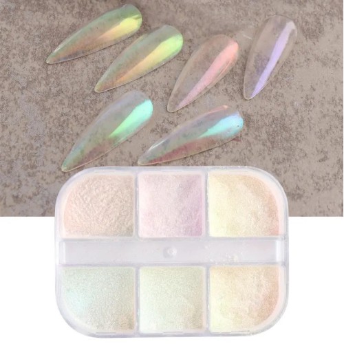 Σκόνες Νυχιών Mermaid Aurora 6 Χρώματα