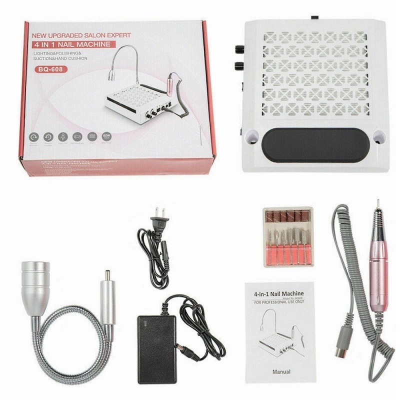 Επαγγελματικός Συλλέκτης Σκόνης 80W & Τροχός Νυχιών Με LED Φωτισμό 4 ΙΝ 1 BQ-608