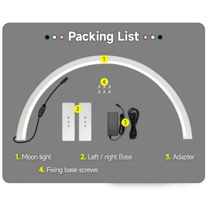 Led φωτιστικό manicure Half Moon με ρύθμιση έντασης 75cm Μαύρο