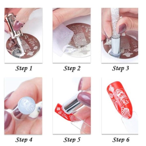 Σφραγίδα Nail Art Με Διακοσμητικά Στρας και Δύο Στάμπες - Ξύστρες