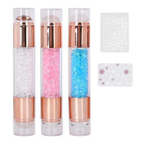 Σφραγίδα Nail Art Με Διακοσμητικά Στρας και Δύο Στάμπες - Ξύστρες