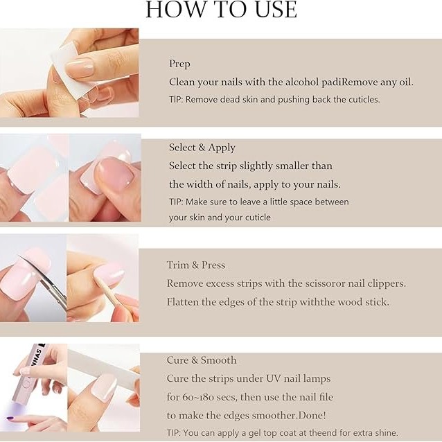 Gel Nail Wraps 20 Strips Μαύρο NG200004