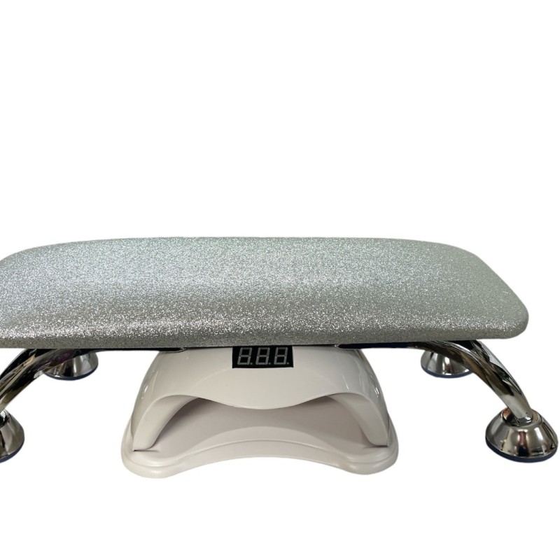 Μαξιλάρι Μανικιούρ Υπερυψωμένο Δερμάτινο Ασημί Glitter