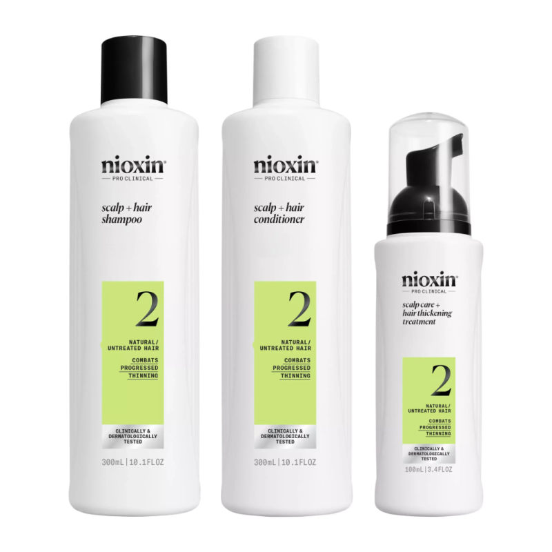 Nioxin System 2 Σετ Θεραπείας Μαλλιών Natural Hair Progressed Thinning Light Moisture 3τμχ Σαμπουάν 300ml, Conditioner 300ml,Θεραπεία 300ml 