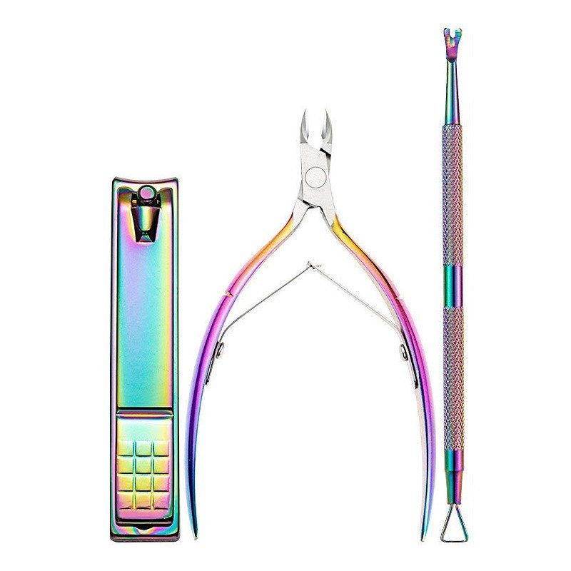 Σετ 3 Rainbow Εργαλεία Περιποίησης Νυχιών