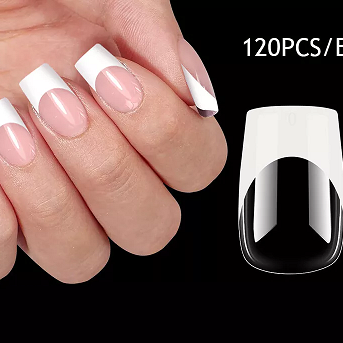 Nail Tips French Manicure Full Cover Short Tετραγωνο 120τεμ.