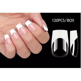 Nail Tips French Manicure Full Cover Short Tετραγωνο 120τεμ.