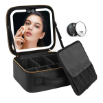 Βαλιτσάκι Μακιγιάζ με Επαναφορτιζόμενο LED Καθρέφτη Μαύρο