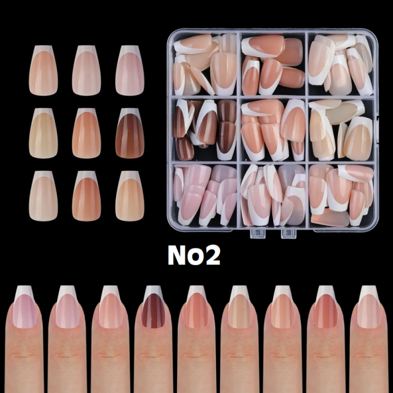 Nail Tips French Manicure Full Cover Nude Short Ballerina No2 135τεμ