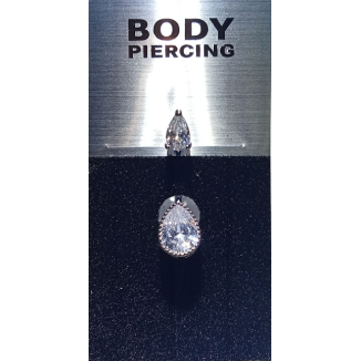 Σκουλαρίκι Αφαλού - Χειρουργικό Ατσάλι Σε Σχήμα Δάκρυ Ασημί