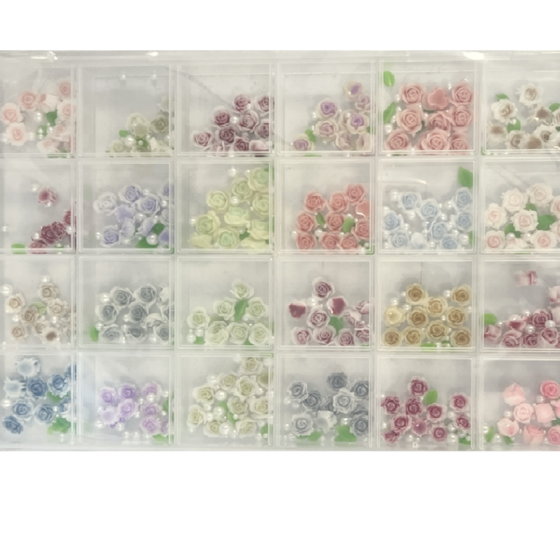 Charms Νυχιών 3D Σε Κασετίνα Τριαντάφυλλα Σε Διάφορα Χρώματα
