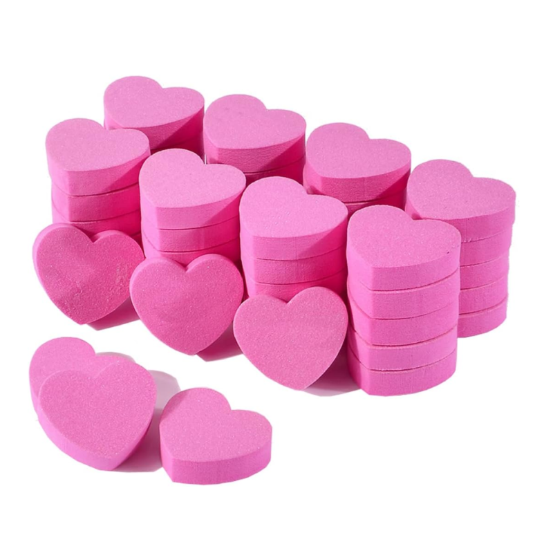 50Pcs Heart Shape Mini Buffer Pink