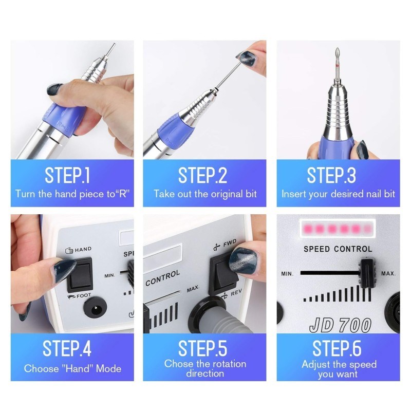 Επαγγελματικός Ηλεκτρικός Τροχός Μανικιούρ Πεντικιούρ JSDA JD700 30000rpm με Πεντάλ 35W