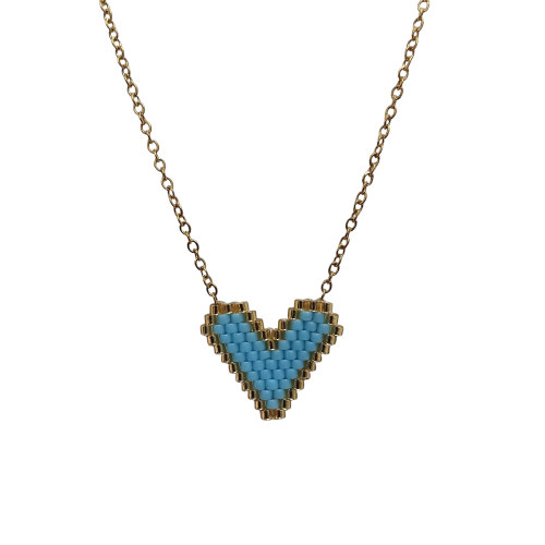 Miyuki Κολιέ Καρδιά Τιρκουάζ