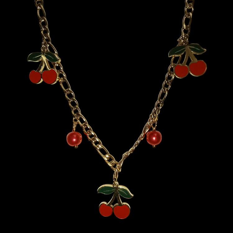 Γυναικείο Ατσάλινο Κολιέ Με Κερασάκια