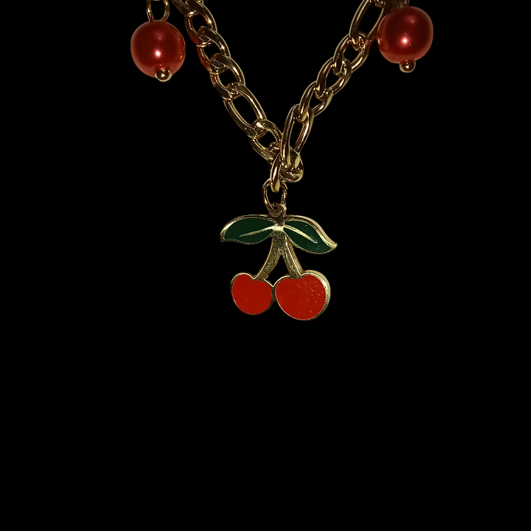 Γυναικείο Ατσάλινο Κολιέ Με Κερασάκια