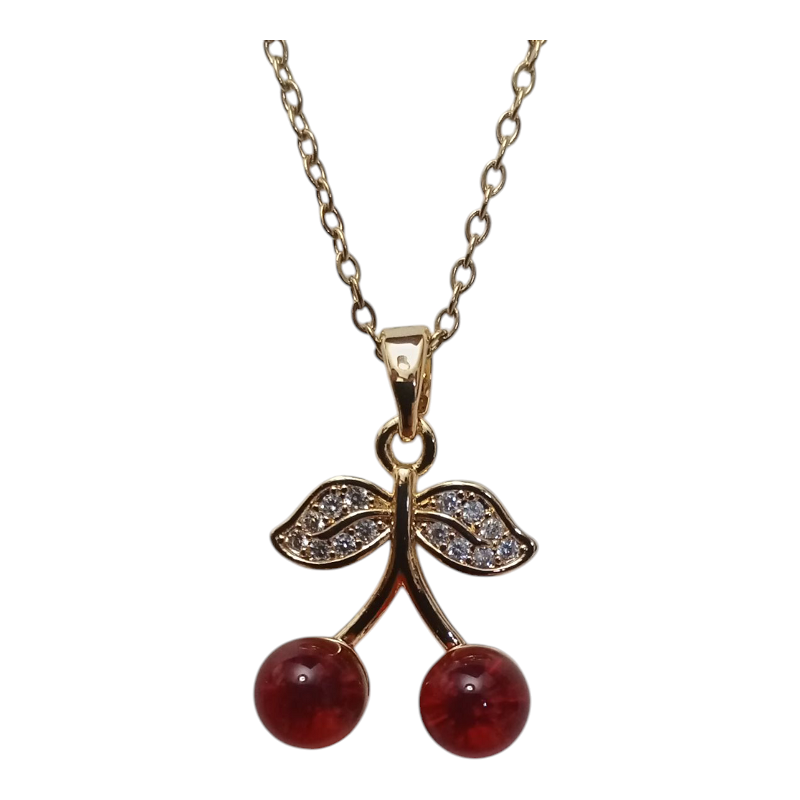 Γυναικείο Ατσάλινο Κολιέ Με Κερασάκι