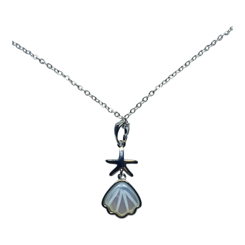 Κρεμαστό Λαιμού Κοχύλι - Αστερίας Με Ασημένια Αλυσίδα