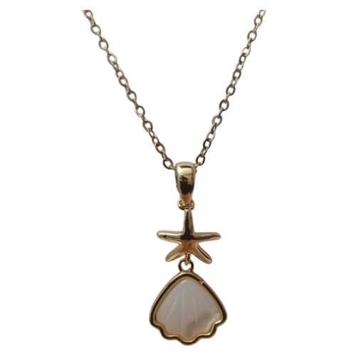 Κρεμαστό Λαιμού Κοχύλι - Αστερίας Με Χρυσή Αλυσίδα