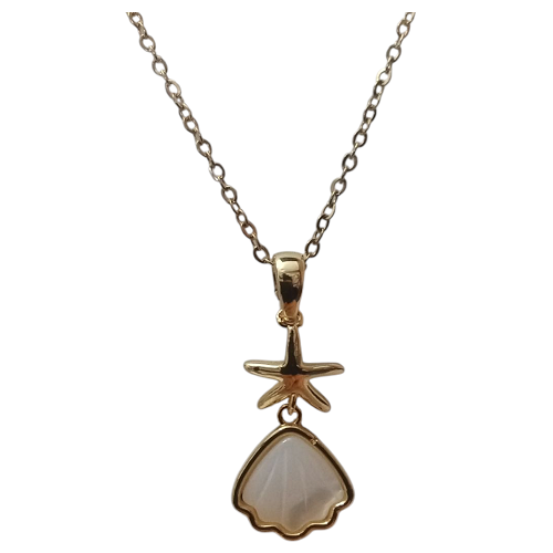 Κρεμαστό Λαιμού Κοχύλι - Αστερίας Με Χρυσή Αλυσίδα