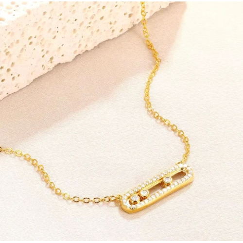 Γυναικείο Ατσάλινο Kολιέ -Οβάλ Με Χρυσή Αλυσίδα no1