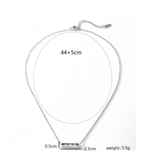 Γυναικείο Ατσάλινο Kολιέ -Οβάλ Με Ασημένια Αλυσίδα no2