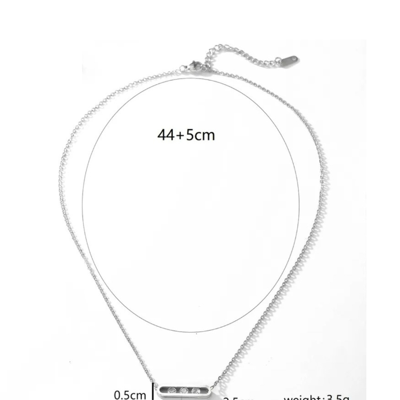 Γυναικείο Ατσάλινο Kολιέ -Οβάλ Με Ασημένια Αλυσίδα no2