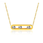 Γυναικείο Ατσάλινο Kολιέ -Οβάλ Με Χρυσή Αλυσίδα no2