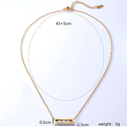 Γυναικείο Ατσάλινο Kολιέ -Οβάλ Με Χρυσή Αλυσίδα no2