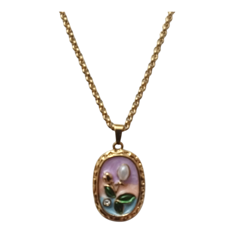 Γυναικείο Ατσάλινο Κολιέ Με Τουλίπα no2