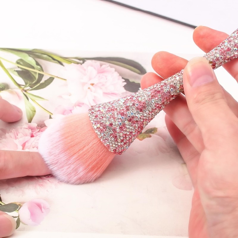 Make up Brush Strass Pink & Πινέλο Καθαρισμού Σκόνης Νυχιών