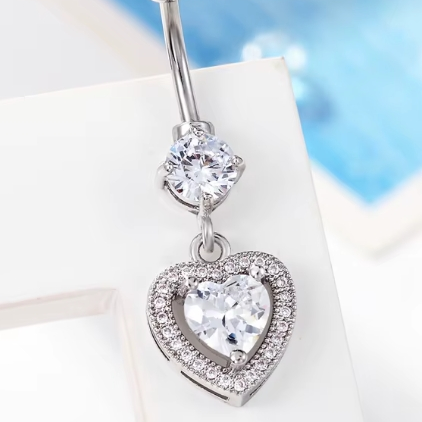 Σκουλαρίκι Αφαλού - Χειρουργικό Ατσάλι Σε Σχήμα Καρδιά